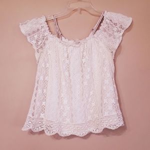 EUC SM White Crochet Blouse